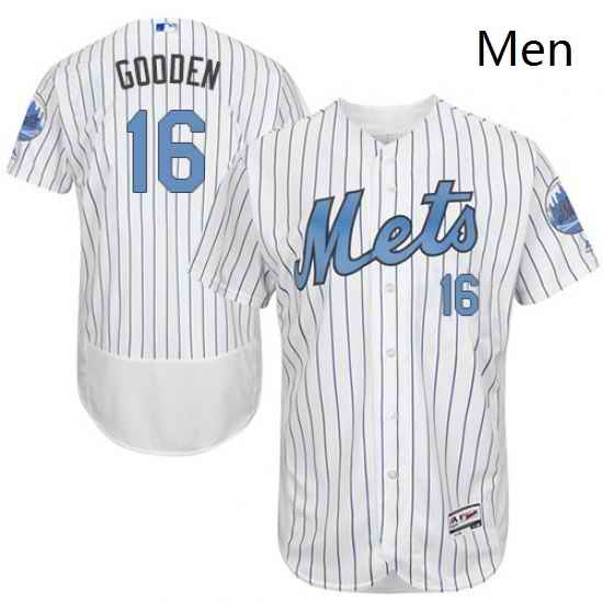 Mens Majestic New York Mets 16 Dwight Gooden Authentic White 2016 Fathers Day Fashion Flex Base MLB Jersey